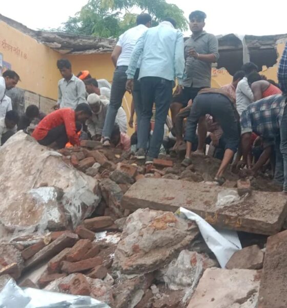 Chaos due to collapse of school roof in Rajasthan