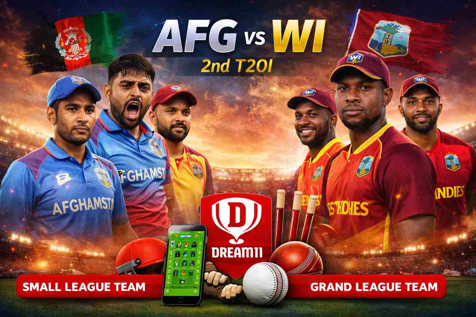 AFG vs WI 2nd T20I Dream 11 Team