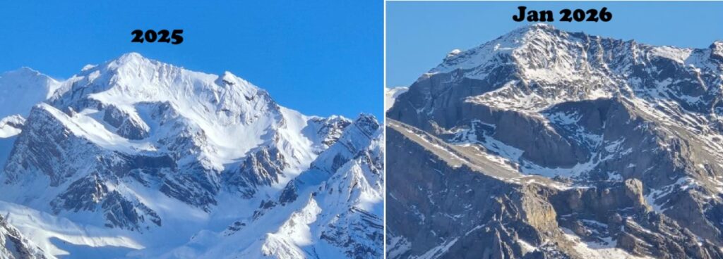 Om Parvat Snowfall Comaprison 2025 & 26