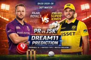 PR बनाम JSK 30th मैच : जाने पिच रिपोर्ट और संभावित प्लेइंग 11…