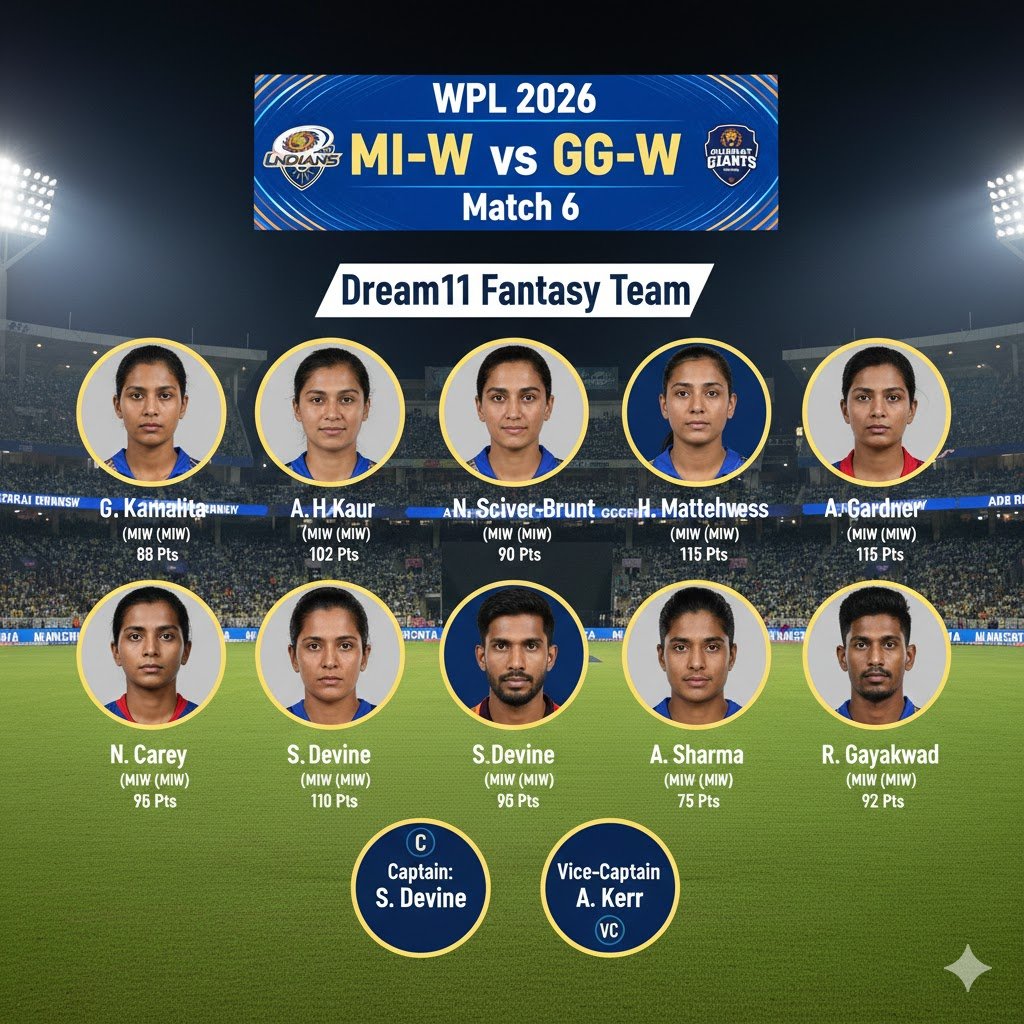 MI-W vs GG-W Dream11 Team Today Prediction