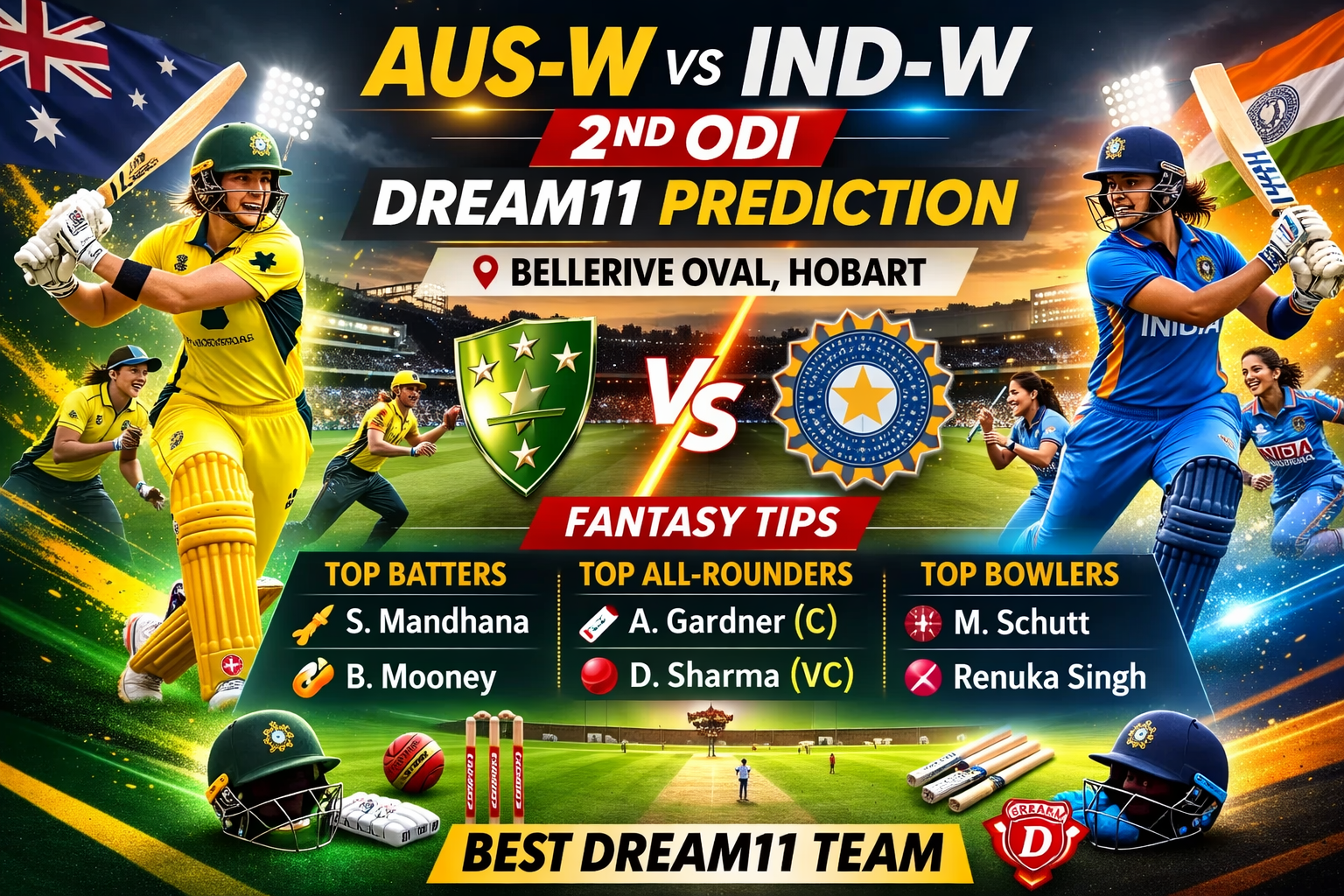 AUS-W vs IND-W 2nd ODI Dream11 Prediction