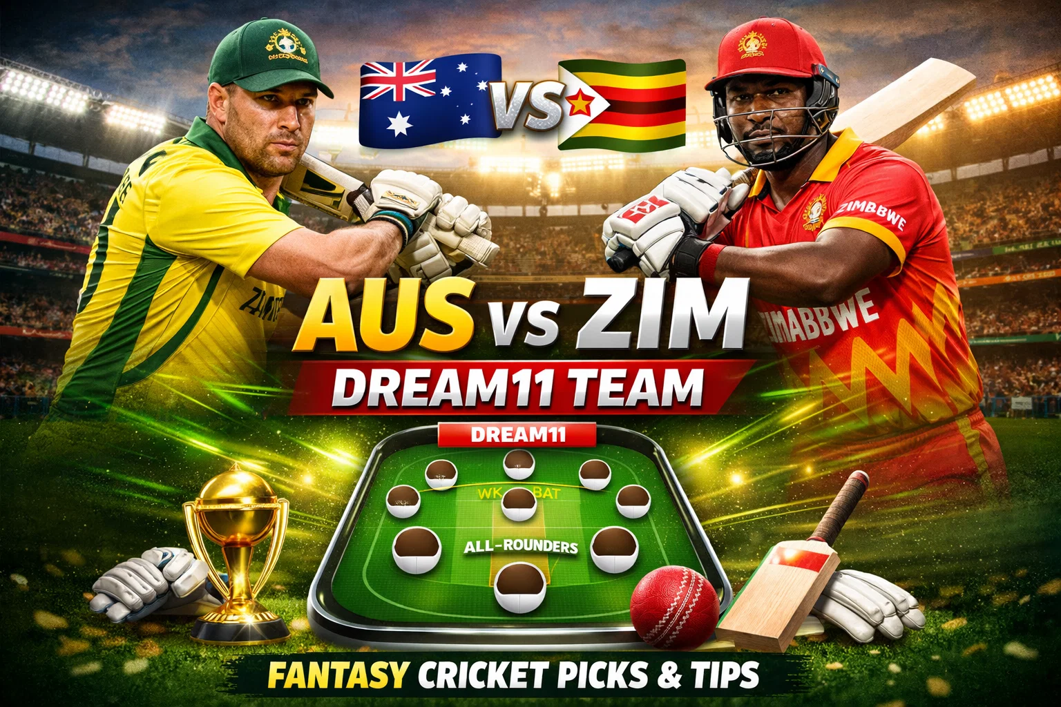 AUS vs ZIM Dream11 Team Today Icc T20 WC 2026