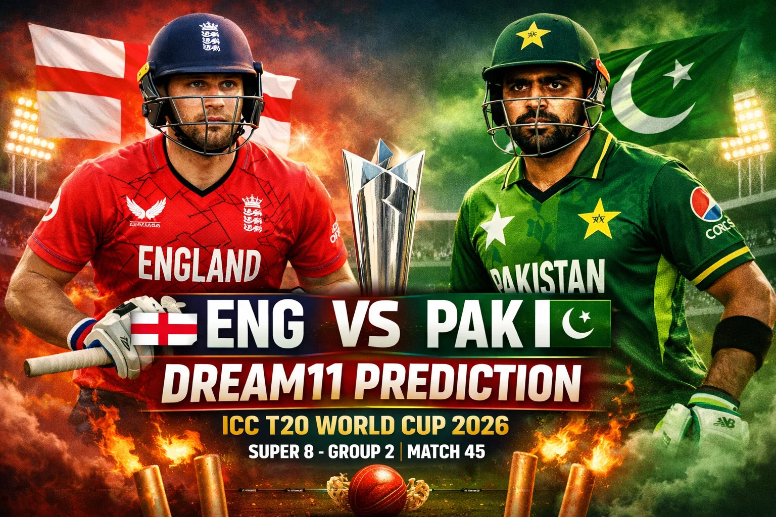 ENG vs PAK Dream11 Prediction ICC T20 WC 2026 Super 8 Group 2 Match 45