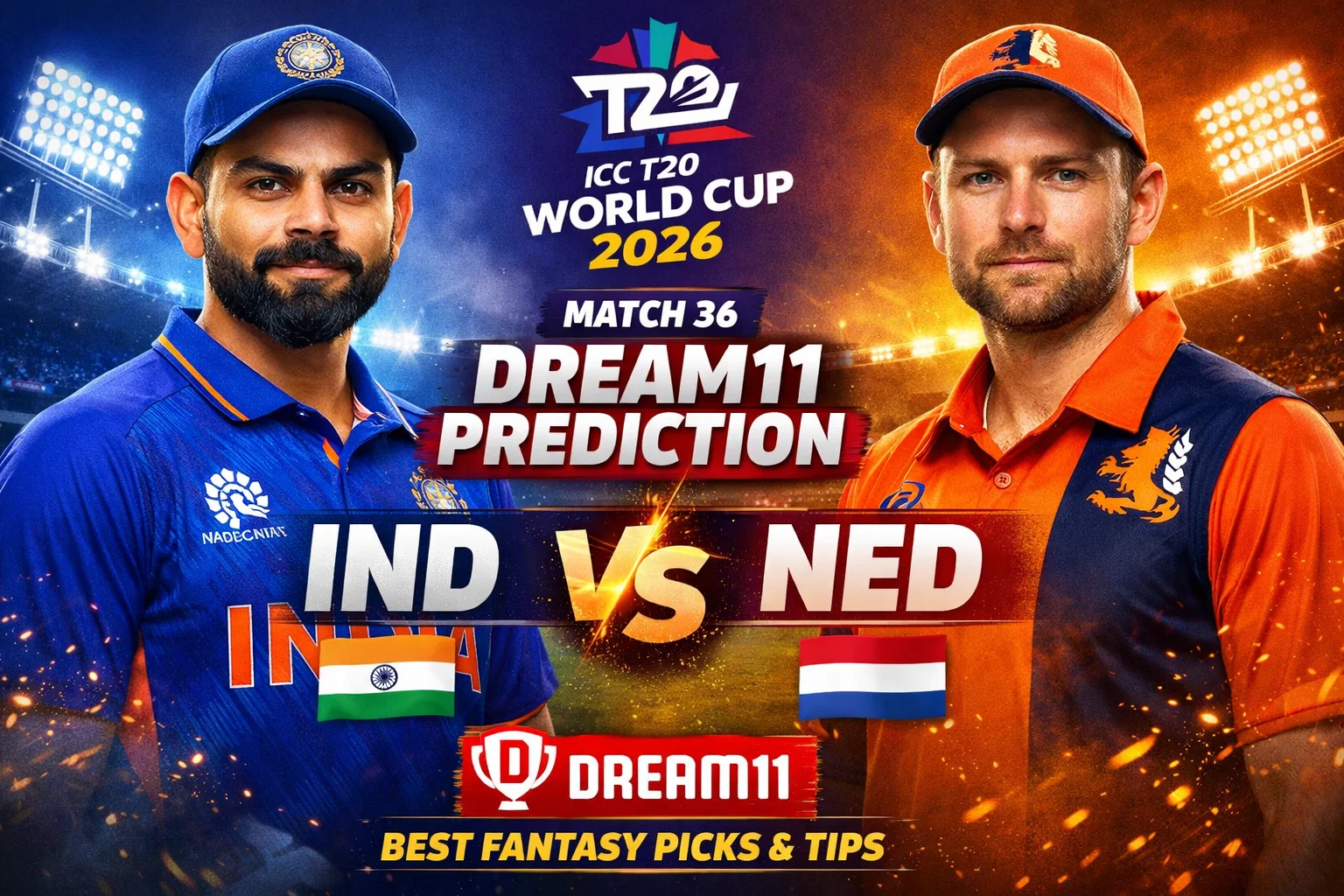 IND vs NED Dream 11 Prediction