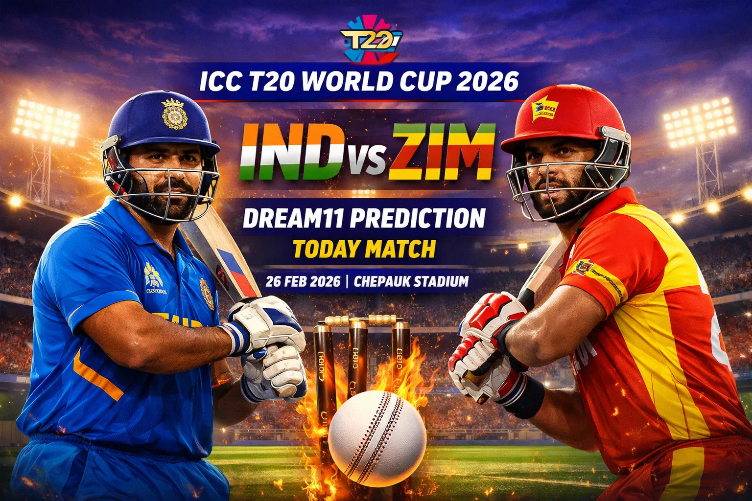 IND vs ZIM Dream11 Prediction Today Match 26 FEB 2026
