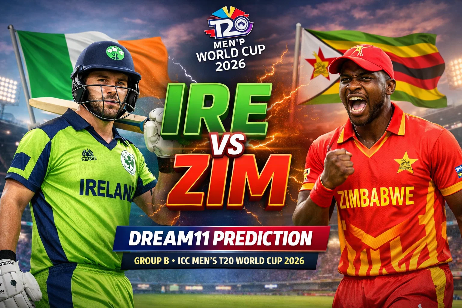 IRE vs ZIM Dream11 Prediction Group B ICC Men's T20 World Cup 2026