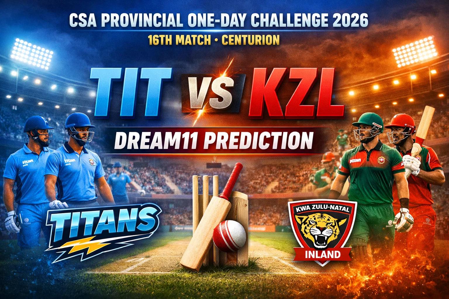 TIT vs KZL Dream11 Prediction CSA Provincial One-Day Challenge 2026 16th Match Centurion