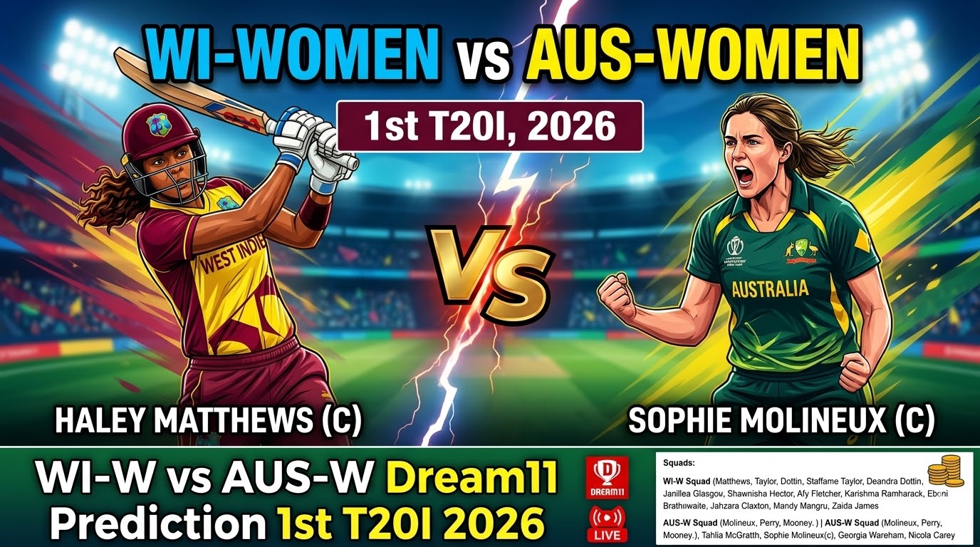 WI-W vs AUS-W Dream11 Prediction 1st T20I 2026 , Australia Women tour of West Indies..