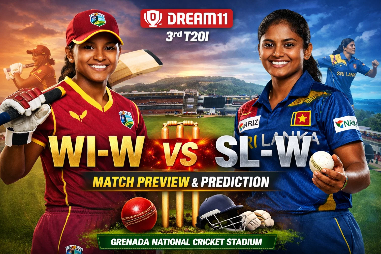 WI-W vs SL-W Dream11 Prediction 3rd T20I Grenada