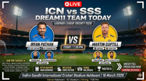 इंडिया कैपटैंस बनाम साउथर्न सुपर स्टार्स लीजेंड लीग क्रिकेट मैच 6 (16 मार्च 2026)..