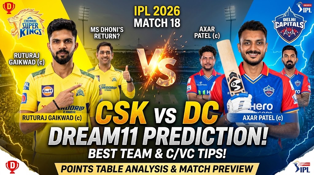 CSK vs DC Dream11 Prediction Match 18 IPL 2026