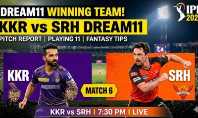 KKR vs SRH Dream11 Team Match 6 Ipl 2026