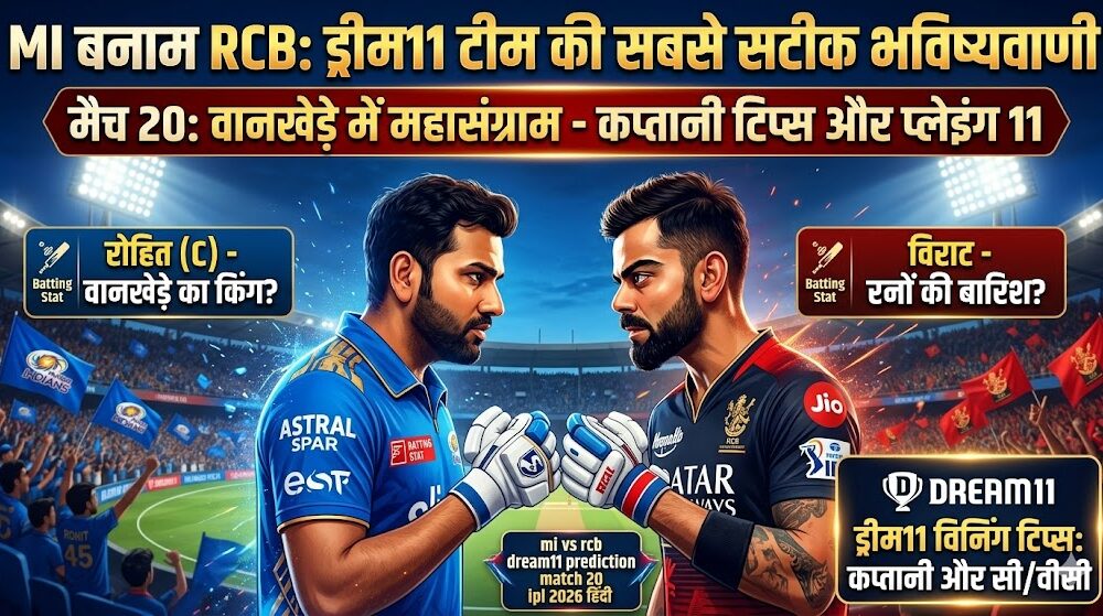 MI vs RCB Dream11 Prediction Match 20 IPL 2026
