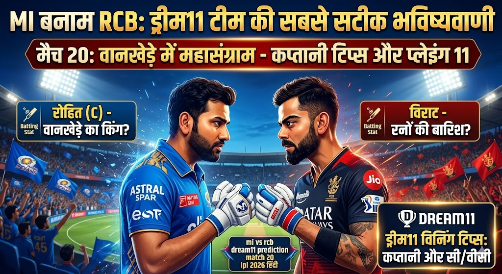 MI vs RCB Dream11 Prediction Match 20 IPL 2026