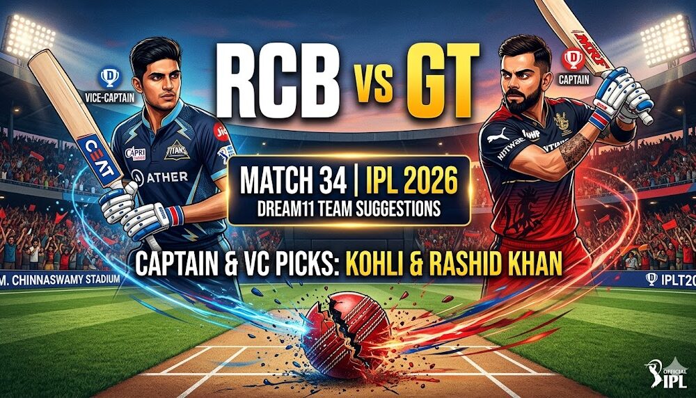 RCB vs GT Dream11 Team Match 34 IPL 2026