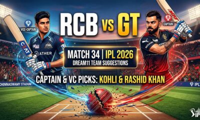 RCB vs GT Dream11 Team Match 34 IPL 2026