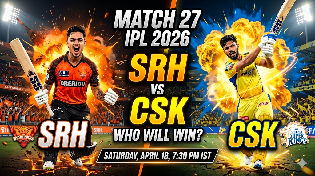 SRH vs CSK Dream11 Prediction Match 27 IPL 2026