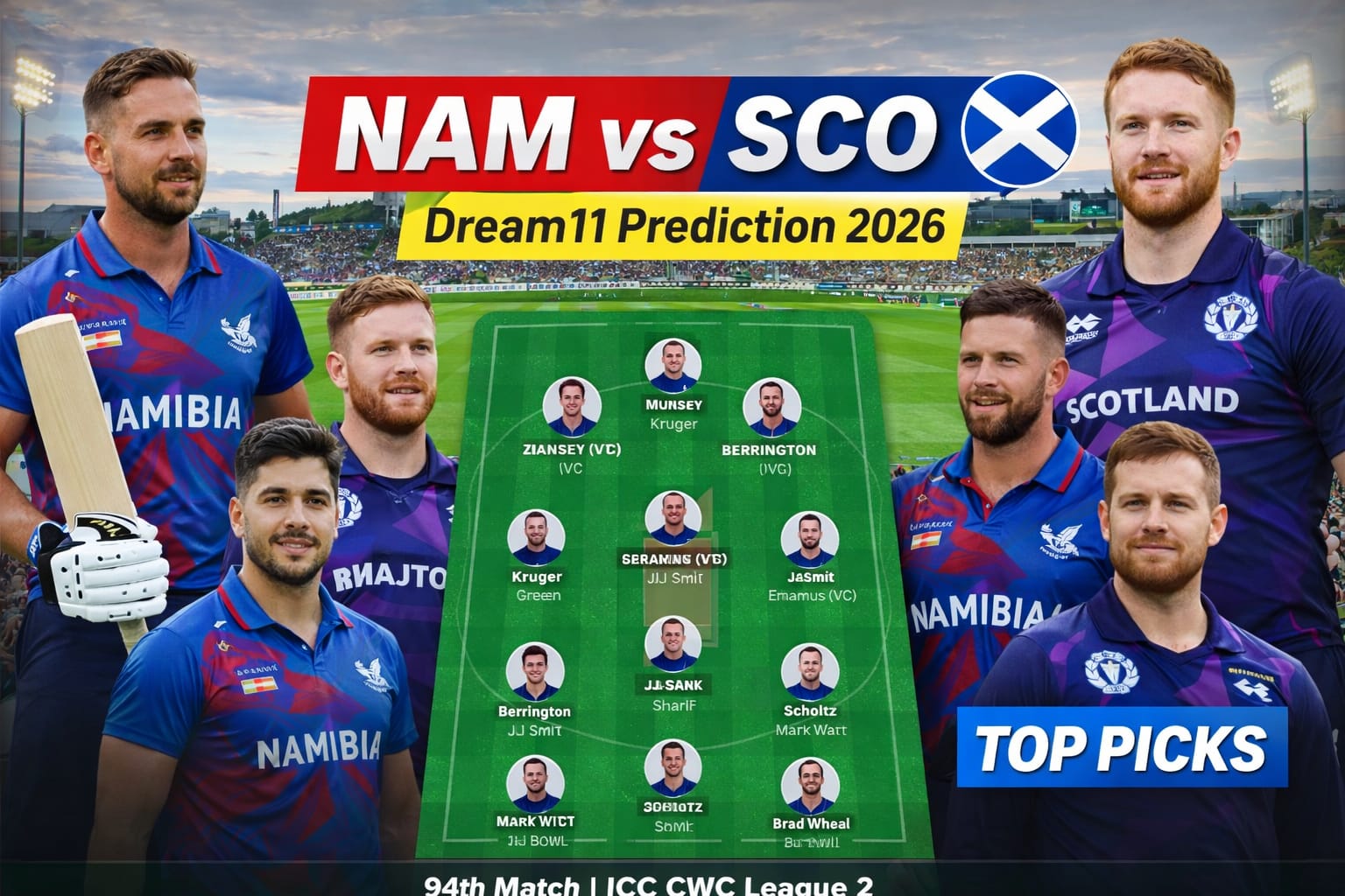 NAM vs SCO Dream 11 Team