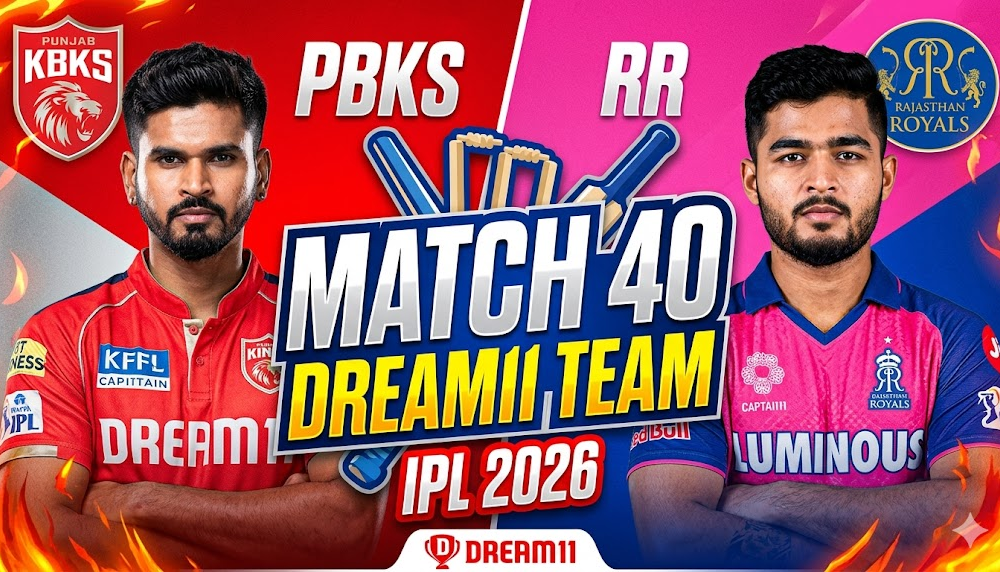 PBKS vs RR Dream11 Team Match 40 IPL 2026