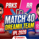 PBKS vs RR Dream11 Team Match 40 IPL 2026