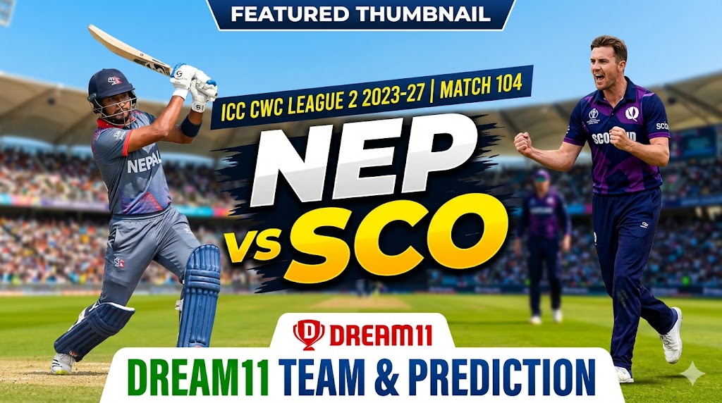 NEP vs SCO Dream11 Team Match 104 Icc CWC League Two 2023-27