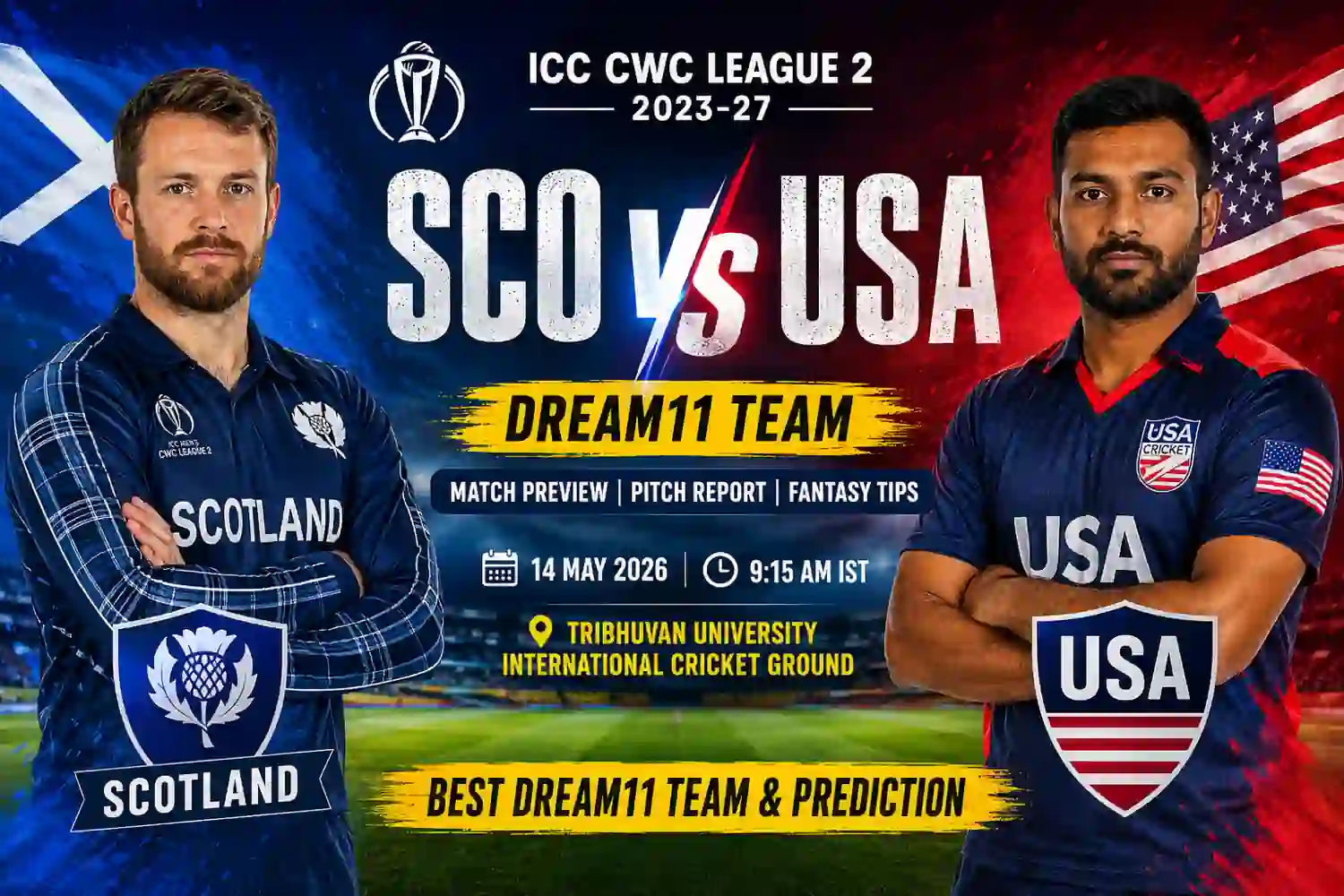 SCO vs USA Dream11 Team CWC League 2