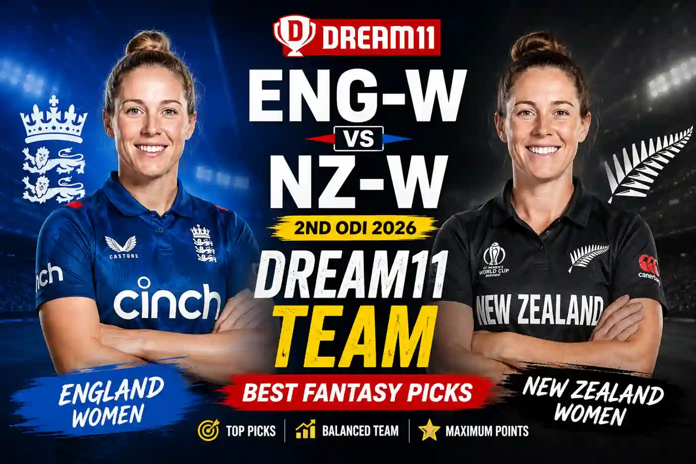 ENG-W vs NZ-W Dream11 Team 2nd Odi 2026