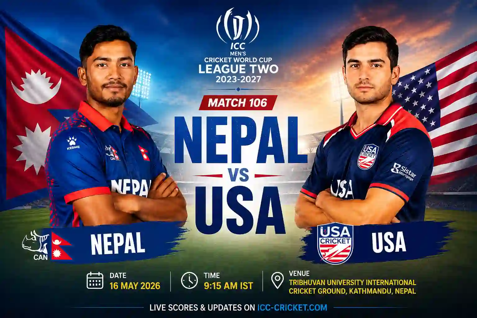 NEP vs USA Match 106 CWC League Two