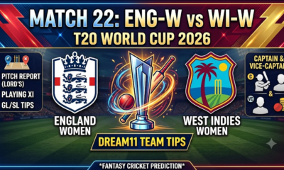 ENG-W vs WI-W Dream11 Team Match 22 T20 WC 2026