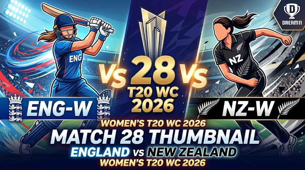 ENG-W vs NZ-W Dream11 Team Match 28 T20 WC 2026