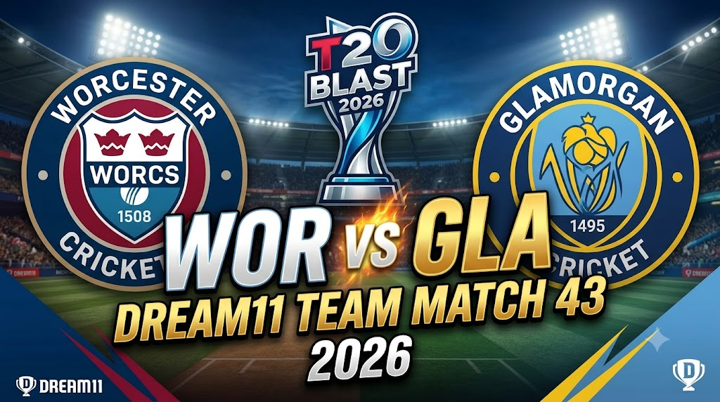 WOR vs GLA Dream11 Team Match 43 T20 Blast 2026