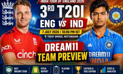 ENG vs IND Dream11 Team 3rd T20i 2026