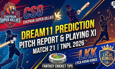 CSG vs LKK Dream11 Prediction Match 21 TNPL 2026