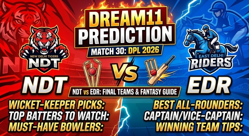 NDT vs EDR Dream11 Prediction Match 30 DPL 2026