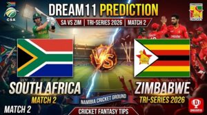 SA vs ZIM Dream11 Prediction Match 2 Tri-Series 2026: Pitch Report, Playing XI & Fantasy Tips in Hindi