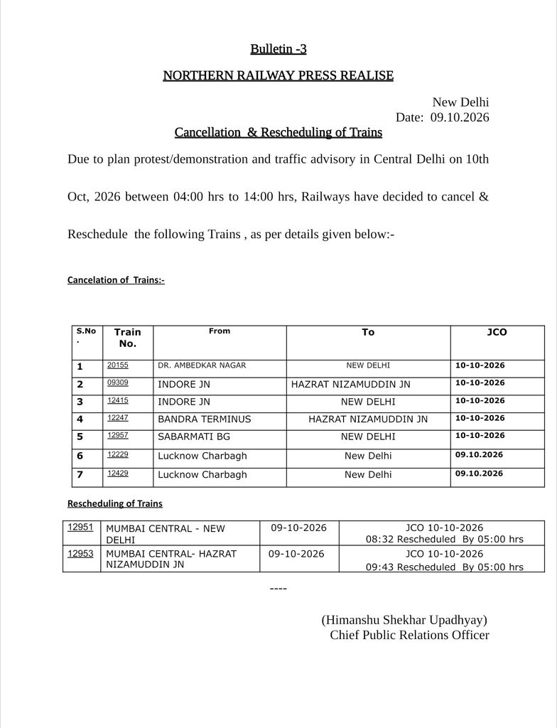 Delhi train update 